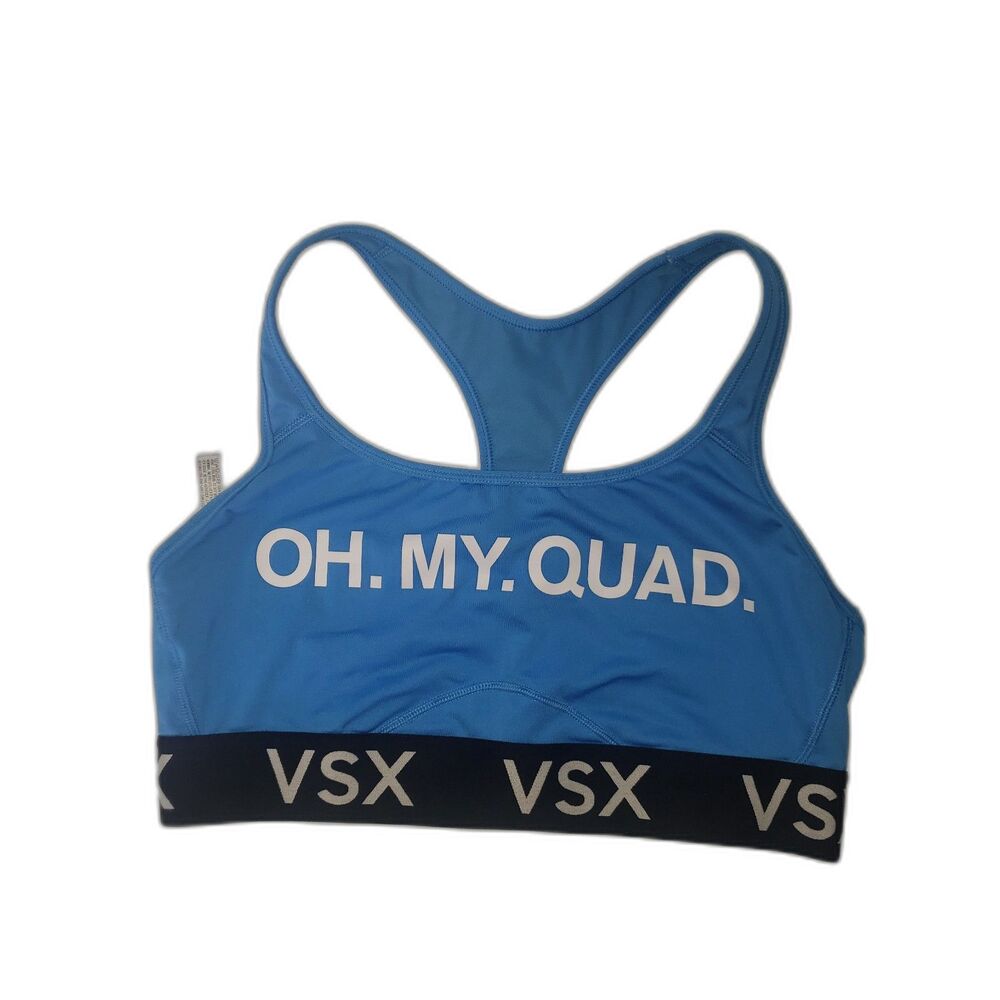 Victoria's Secret VSX SPORT Oh My Quad Blue Racerback Sports Bra Top Size Large